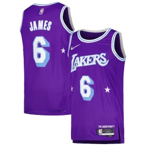 Lussuoso LeBron James Los Angeles Lakers Nike Swingman Player Jersey City Edition Purple