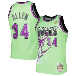 Meraviglioso Duraturo Splendido Ray Allen Milwaukee Bucks 1996 97 Hardwood Classics Reload 3.0 Swingman Jersey Green