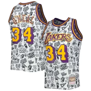 Ottimo Shaquille O'Neal Los Angeles Lakers 1996/97 Hardwood Classics Doodle Swingman Jersey White