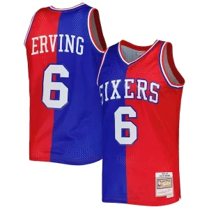 Versatile Julius Erving Philadelphia 76ers Hardwood Classics 1982/83 Split Swingman Jersey Royal/Red