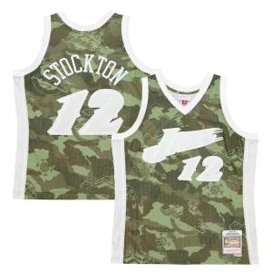 Lussuoso Comodo John Stockton Utah Jazz Hardwood Classics 1998/99 Ghost Green Swingman Jersey Camo