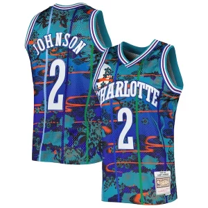 Accattivante Incantevole Larry Johnson Charlotte Hornets 1992/93 Hardwood Classics Lunar New Year Swingman Jersey Teal