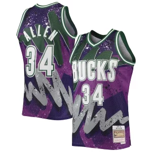 Attraente Lussuoso Ray Allen Milwaukee Bucks Hardwood Classics 2000/01 Hyper Hoops Swingman Jersey Purple