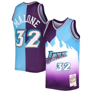 Prestigioso Karl Malone Utah Jazz Hardwood Classics 1996/97 Split Swingman Jersey Purple/Turquoise