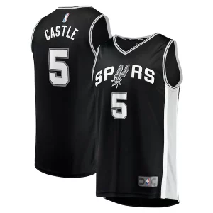 Pratico Eccezionale Versatile Stephon Castle San Antonio Spurs 2024 NBA Draft Fast Break Player Jersey Icon Edition Black