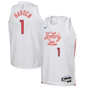 Stupendo Moderno James Harden Philadelphia 76ers Nike Youth 2022/23 Swingman Jersey City Edition White