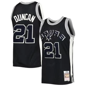 Ottimo Elegante Cool Tim Duncan San Antonio Spurs 1998/99 Hardwood Classics Off Court Swingman Jersey Black