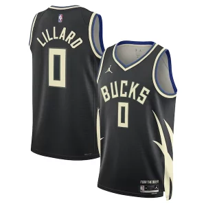 Carino Gorgeous Raffinato Damian Lillard Milwaukee Bucks Jordan Brand Unisex Swingman Player Jersey Statement Edition Black