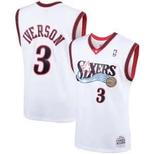 Attraente Incantevole Duraturo Allen Iverson Philadelphia 76ers Hardwood Classics Swingman Jersey White/Royal