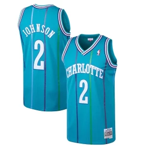 Magnifico Resistente Raffinato Larry Johnson Charlotte Hornets 1992/93 Hardwood Classics Swingman Jersey Teal