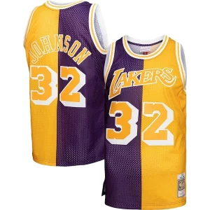 Meraviglioso Splendido Fascinante Magic Johnson Los Angeles Lakers Big & Tall Hardwood Classics 1984/85 Split Swingman Jersey Purple/Gold