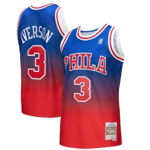 Cool Comodo Allen Iverson Philadelphia 76ers 1996/97 Hardwood Classics Fadeaway Swingman Player Jersey Red/Royal
