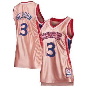 Carino Allen Iverson Philadelphia 76ers Women's 75th Anniversary Rose Gold 1996 Swingman Jersey Pink