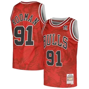 Robusto Dennis Rodman Chicago Bulls 1997/98 Hardwood Classics Asian Heritage 6.0 Swingman Throwback Player Jersey Red