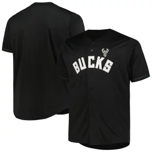 Comodo Bellissimo Elegante Milwaukee Bucks Profile Big & Tall Pop Jersey Black