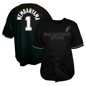 Classico Splendido Victor Wembanyama San Antonio Spurs Profile Big & Tall Name & Number Button Up Jersey Black
