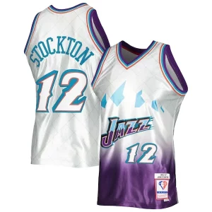 Bellissimo Fascinante John Stockton Utah Jazz 1996/97 Hardwood Classics 75th Anniversary Swingman Jersey Platinum
