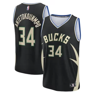 Eccezionale Giannis Antetokounmpo Milwaukee Bucks Youth Fast Break Replica Player Jersey Statement Edition Black