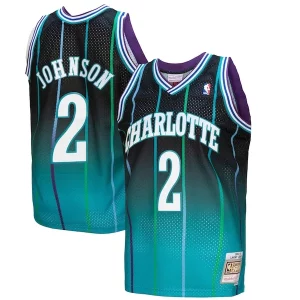 Incantevole Larry Johnson Charlotte Hornets 1992/93 Hardwood Classics Fadeaway Swingman Player Jersey Teal/Black