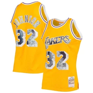 Meraviglioso Magic Johnson Los Angeles Lakers 1984/85 Hardwood Classics NBA 75th Anniversary Diamond Swingman Jersey Gold
