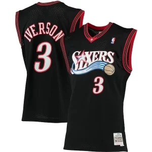 Prestigioso Delizioso Allen Iverson Philadelphia 76ers 2000/01 Big & Tall Hardwood Classics Swingman Jersey Black/Red/Royal/White