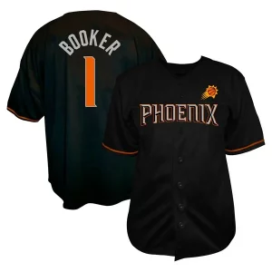 Fantastico Robusto Accattivante Devin Booker Phoenix Suns Profile Big & Tall Name & Number Button Up Jersey Black
