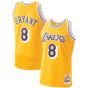 Meraviglioso Men's Los Angeles Lakers Kobe Bryant Gold 1996 97 Hardwood Classics Authentic Player Jersey