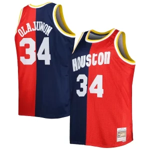 Raffinato Hakeem Olajuwon Houston Rockets Big & Tall Hardwood Classics 1993/94 Split Swingman Jersey Navy/Red