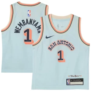 Moderno Pratico Trendy Victor Wembanyama San Antonio Spurs Nike Preschool 2024/25 Swingman Player Jersey City Edition Light Blue