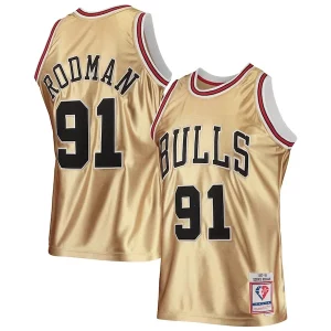 Sofisticato Comodo Resistente Dennis Rodman Chicago Bulls 75th Anniversary 1997/98 Hardwood Classics Swingman Jersey Gold