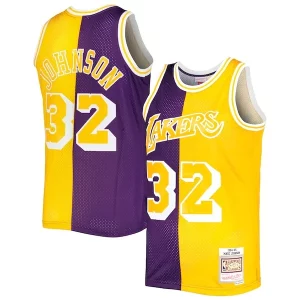 Raffinato Eccezionale Stupendo Magic Johnson Los Angeles Lakers Hardwood Classics 1984/85 Split Swingman Jersey Purple/Gold