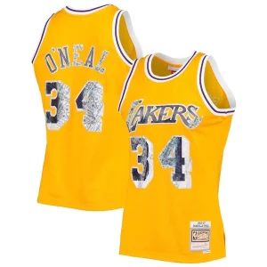 Splendido Ottimo Shaquille O'Neal Los Angeles Lakers 1996 97 Hardwood Classics NBA 75th Anniversary Diamond Swingman Jersey Gold