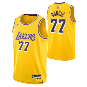 Pratico Resistente Gorgeous Luka Dončić Los Angeles Lakers Nike Unisex Swingman Jersey Icon Edition Gold