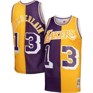 Cool Meraviglioso Wilt Chamberlain Los Angeles Lakers Hardwood Classics 1971/72 Split Swingman Jersey Purple/Gold